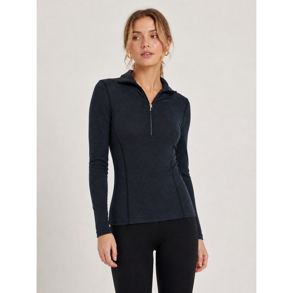 NEW Wool X Merino Wool Gray/Black Stripe 1/2 Zip Base Layer Women’s Size Small